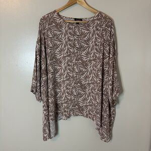 Gigio NEW Womens Top Oversized Brown Leaves Lagenlook Blouse Sz Medium